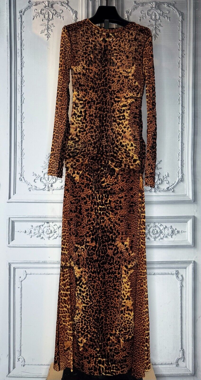 Jean Paul Gaultier - 2000 s - Mesh Long Sleeve Top and Long Skirt In 3D Leopard