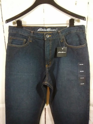 Pantalones de mezclilla Eddie Bauer para hombre 34x30 azul oscuro auténtico lavado calce relajado - Imagen 2 de 9
