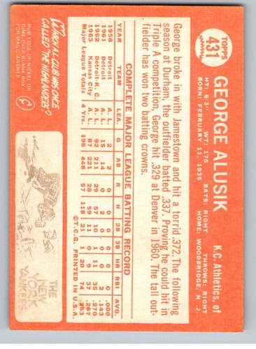 Tarjetas de béisbol Topps 1964 completa tu conjunto que elijas #371 - 446 - Imagen 123 de 151