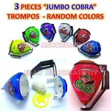 3 Pack Wooden Spin Tops Metal Tips Made in Mexico Premium Quality Mexican Trompos 3 Pack, Assorted Colors