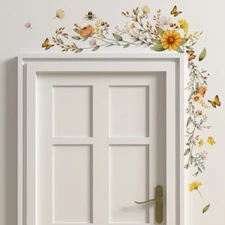 Floral Wall Stickers Door Decals Home Decor PVC Flower Butterfly Modern Chic Art