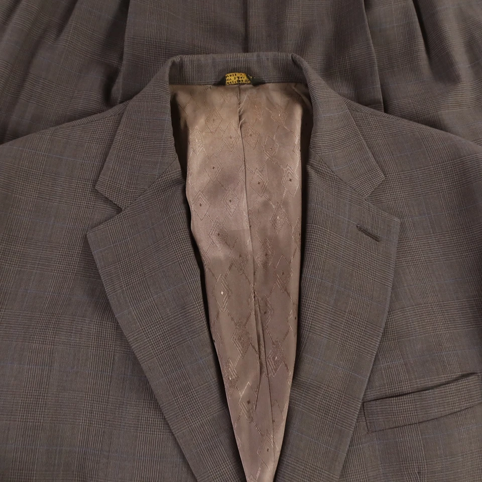 VTG Prince of Wales Check Suit XL Gray Blue Glen Plaid 100% Wool 46L 38x32 - Image 2 of 4