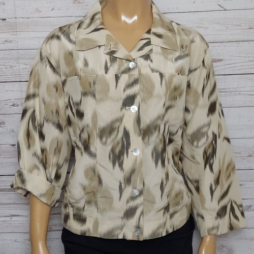 Chicos Silk Camo Button Down Shirt Blazer - Picture 7 of 16