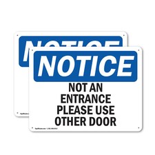  2 Pack Not An Entrance Please Use Other Door OSHA Notice Sign Decal Metal