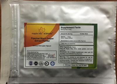 Schwarzer Pfeffer Extrakt - Reines & hochwertiges Piperin Pulver Piperin 95% von HPLC