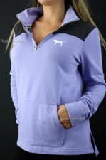 Victoria's Secret PINK Fleece Sweatshirt Quarter Zip Mockneck Logo NWT
