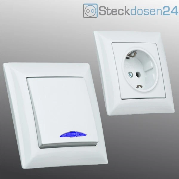 Steckdose Schuko Steckdosen Schalter Taster Wechselschalter VISAGE Alpinweiß