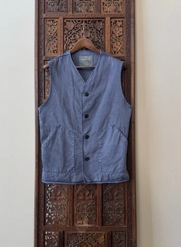 Private White V.C. Goodwood Jerkin Vest Blue Cotton Size 4 M Made in England - product listing photo