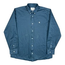 Carhartt WIP Long Sleeve Madison Shirt Comfy Blue XL 100 Cotton Button Down