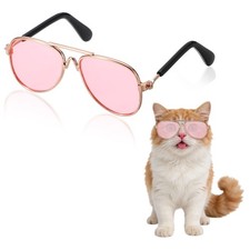 Retro Dog Glasses Dog Sunglasses Cosplay Costume Pink Lens 