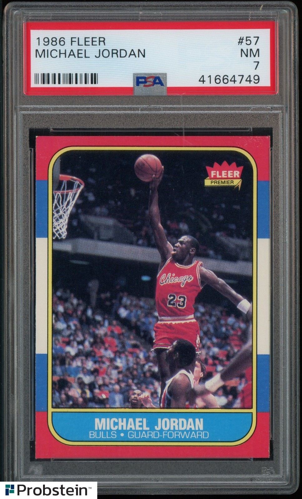 1986-87 Fleer Basketball #57 Michael Jordan RC Rookie HOF PSA 7 NICELY CENTERED view 1