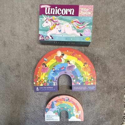 Peaceable Kingdom / Crocodile Creek Floor Puzzles Lot - Unicorns & Rainbows