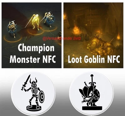 MARKENLOS Loot Goblin & Champion Monster Amiibo NFC Chip für Diablo III auf Switch 1/2