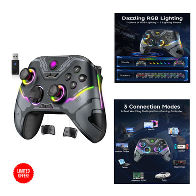 EasySMX X15 Wireless Controller mit RGB Licht Hall Joystick Bluetooth PC Switch