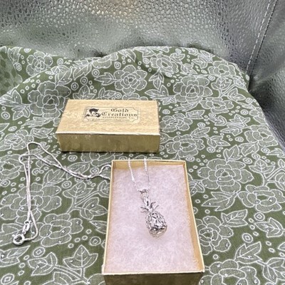 Gold Creations Silber Ananas Anhänger Halskette Box Kette Obst Charm