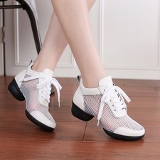 Lady Mesh Ballroom Dance Shoes Leather Latin Waltz Tango Soft Outsole Black Chic