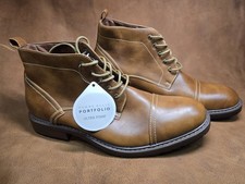 Perry Ellis Brown Leather Chukka Boots Men's Size 11 Lace Up Cap Toe