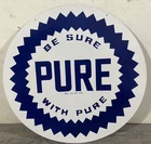 Vintage Pure Gas & Oil Porcelain Enamel Sign 42x42".