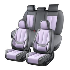 Full Set of Waterproof Leather Car Seat Covers - Gray-purple