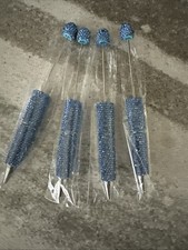 Fancy Beadable Rhinestone Pens Light blue 4 Pcs