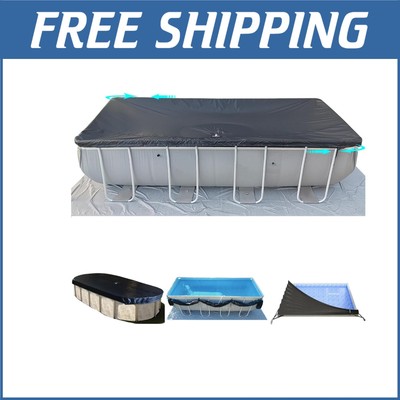 Multi-Functional 9x18ft Pool Cover with Drainage - Ideal for Above Ground Pools