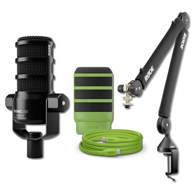 Rode PodMic USB Dynamic Broadcast Mic with PSA1+, XLR, SC27 & WS14 (Green)