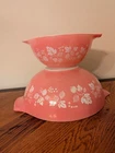Vintage Pyrex Set of 2 Pink Gooseberry Cinderella Nesting Mixing Bowls 442 & 444