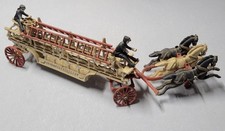 VTG Cast Iron Fire Hook  Ladder Fire Truck 3 Horse Drawn Wagon Price Products
