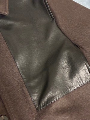 ZARA STUDIO NICHOLSON パッチレザーコート L ZARA STUDIO NICHOLSON Patch Leather Coat L Brown Wool
