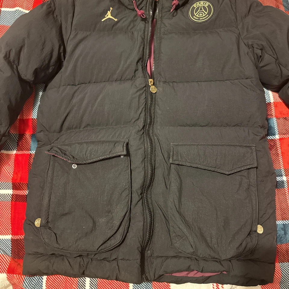 Chaqueta Parka Air Jordan x PSG Paris St Germain Para Hombre Mediana Negra Puffer RARA Foto 3 de 4