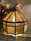 Vintage 70's Leaded Slag Stained Glass Hanging Tiffany  Style Swag Light Lamp