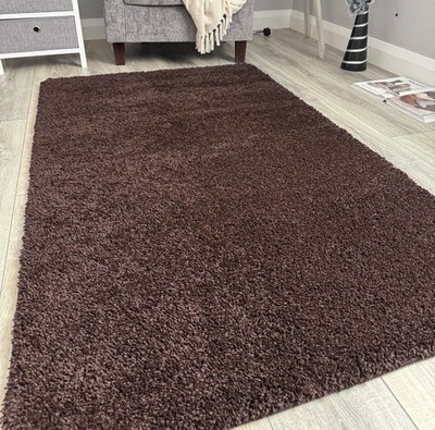 Uni Shaggy Matte Groß Klein Lounge Teppich Antirutsch Maschinenwaschbar Flur Läufer