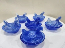 1 X Blue Swirl Hen on Nest Salt Dip Mini HoN Slag (12 Avaiable)