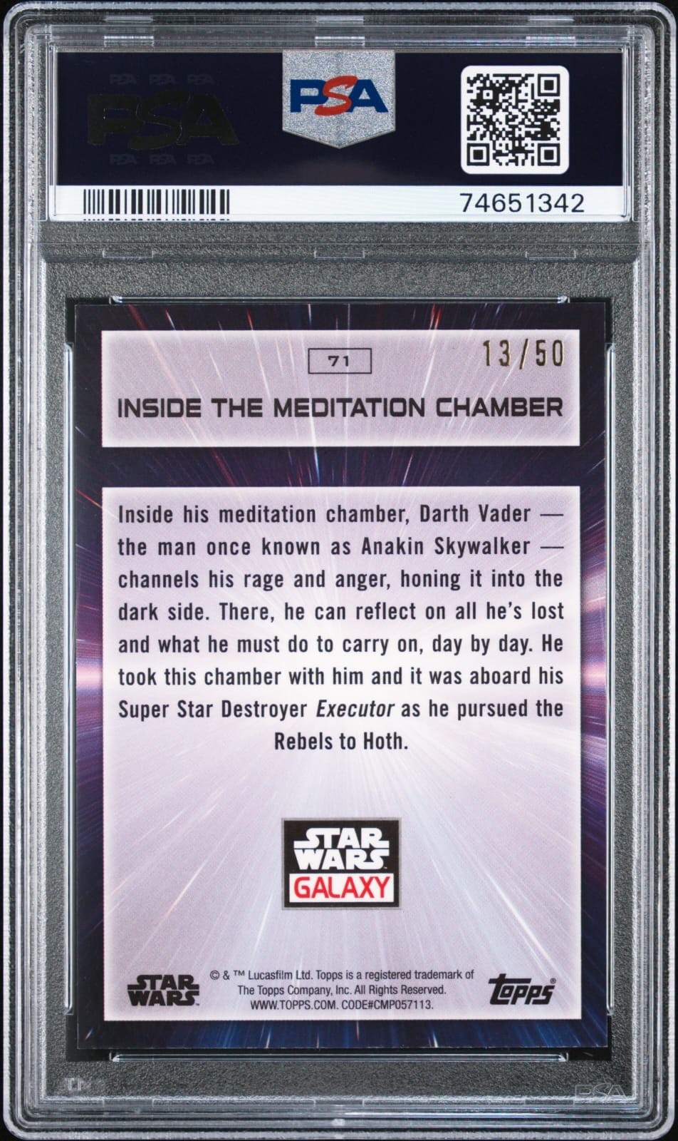 2022 star wars galaxy inside the meditation chamber /50 Mojo refractor PSA 9 view 2