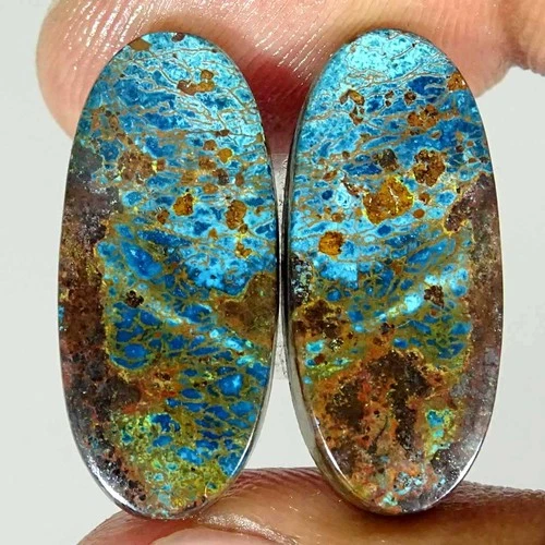 32.50Cts Natural Azurite Pair Oval Cabochon Loose Gemstone