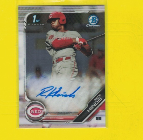 2019 BOWMAN CHROME  AUTO RECE HINDS ROOKIE CARD