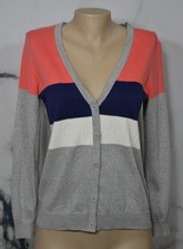 FOREVER 21 NEW NWT Gray Pink Blue White Cardigan Sweater Medium Long Sleeve