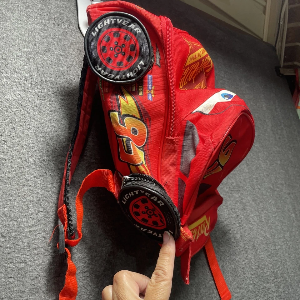 Lightning Mcqueen PIXAR Cars 3 Shaped Disney Backpack  Zipper  Wheels KIDS YOUTH - Image 4 of 4