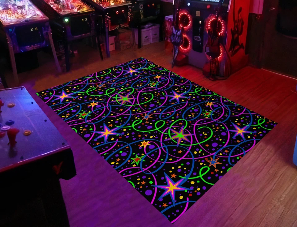Star pattern rug, arcade rug, arcade saloon rug, arcade bar rug, 80s arcade rug - Image 3 of 4