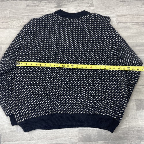 VTG LL Bean Sweater Mens XL Blue White Birdseye Wool Made in Norway Fisherman - Picture 12 of 12