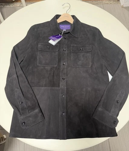 RALPH LAUREN PURPLE LABEL CALLOWAY SUEDE  SHIRT JACKET (retail: $2995)  sz Large - product listing photo