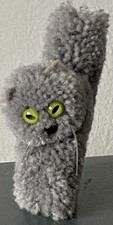 VTG Steiff Woolen Wool Pom Pom Standing Gray Kitty Cat 2 Long Adorable LOOk