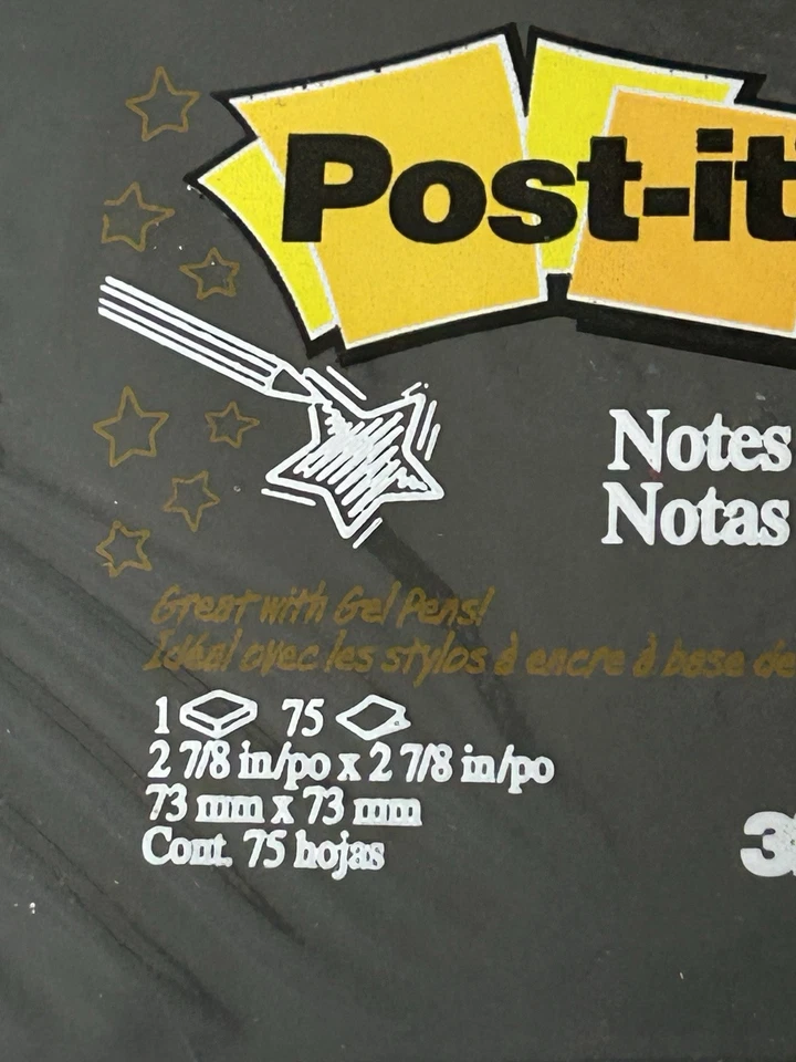 Lot 4 BLACK 3M Post-It Notes  Gel metallic Pen Use Halloween Fall  Gothic - Image 2 of 4