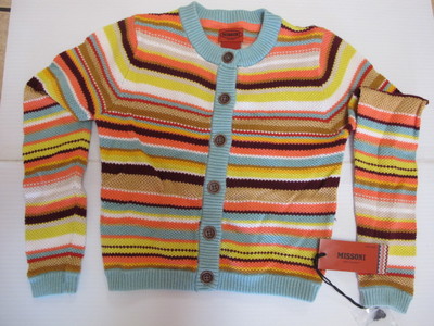 MISSONI FOR TARGET Girl's Orange Blue Multicolor Stripe Cardigan
