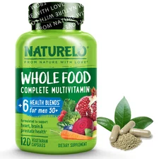 NATURELO Whole Food Multivitamin for Men 50+ - 120 Vegetarian Capsules