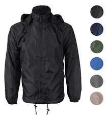 Men's Water Resistant Polar Fleece Lined Hooded Windbreaker Rain Jacket