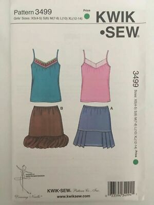 Kwik Sew Pattern 3499 Girls Summer Skirts Bubble Pleated Sleeveless Top  XS-XL UC