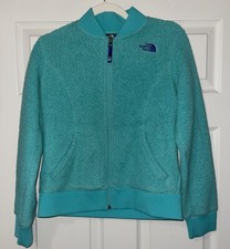 North Face Jacket Girls Large 14/16Long Sleeve Green Fleece Pockets Lightweight