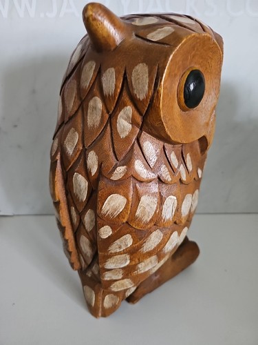 Vintage Carved Wooden Owl Sculpture Large - Solid Wood- 38cms Tall- 21cms Wide- - 第 9/10 張圖片