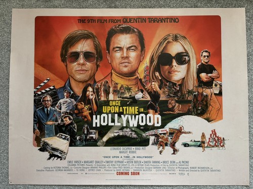 Il était une fois à Hollywood Affiche originale de film cinéma britannique 30x40. Pitt